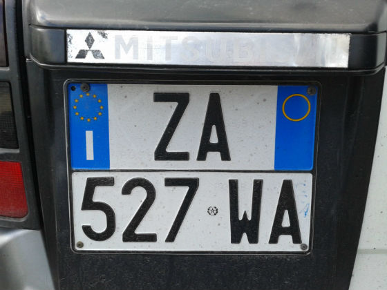 italy licence plate