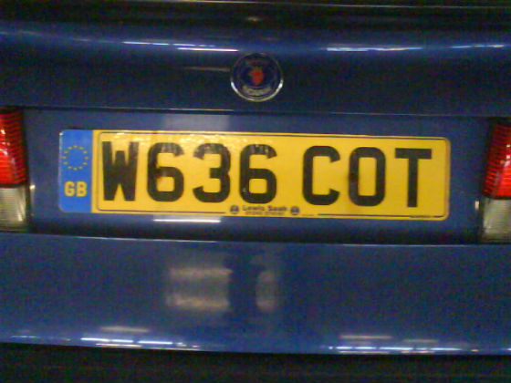 united kingdom licence plate